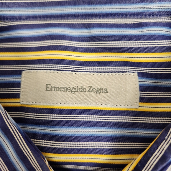 Ermenegildo Zegna Striped Long Sleeve Button Down Soft Smooth Cotton 2XL - Picture 3 of 7